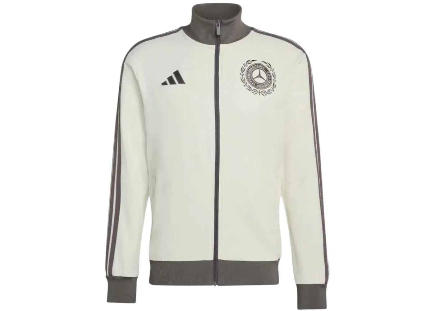 Мужская куртка с принтом Mercedes AMG Petronas Formula 1 Team Silver Arrows Icon Slim Fit Track Top Jacket Adidas, Off White/Granite