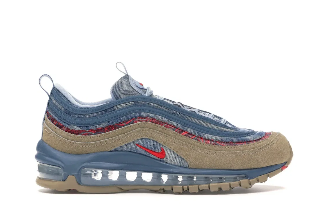Детские кроссовки Lifestyle Nike Air Max 97, Parachute Beige/University Red-Thunderstorm-Light Armory Blue-Sail