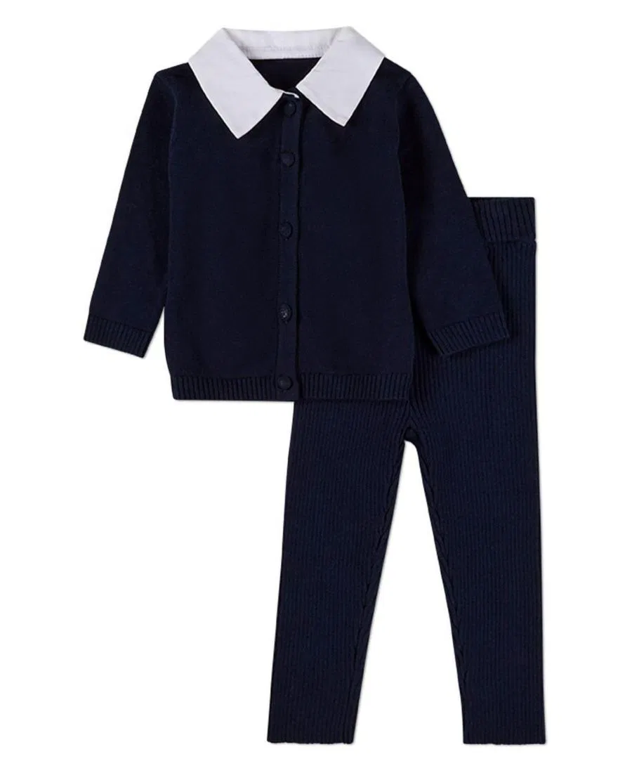 Комплект из 2 предметов для мальчика Pop Collar, хлопковый MeMoi, Navy White