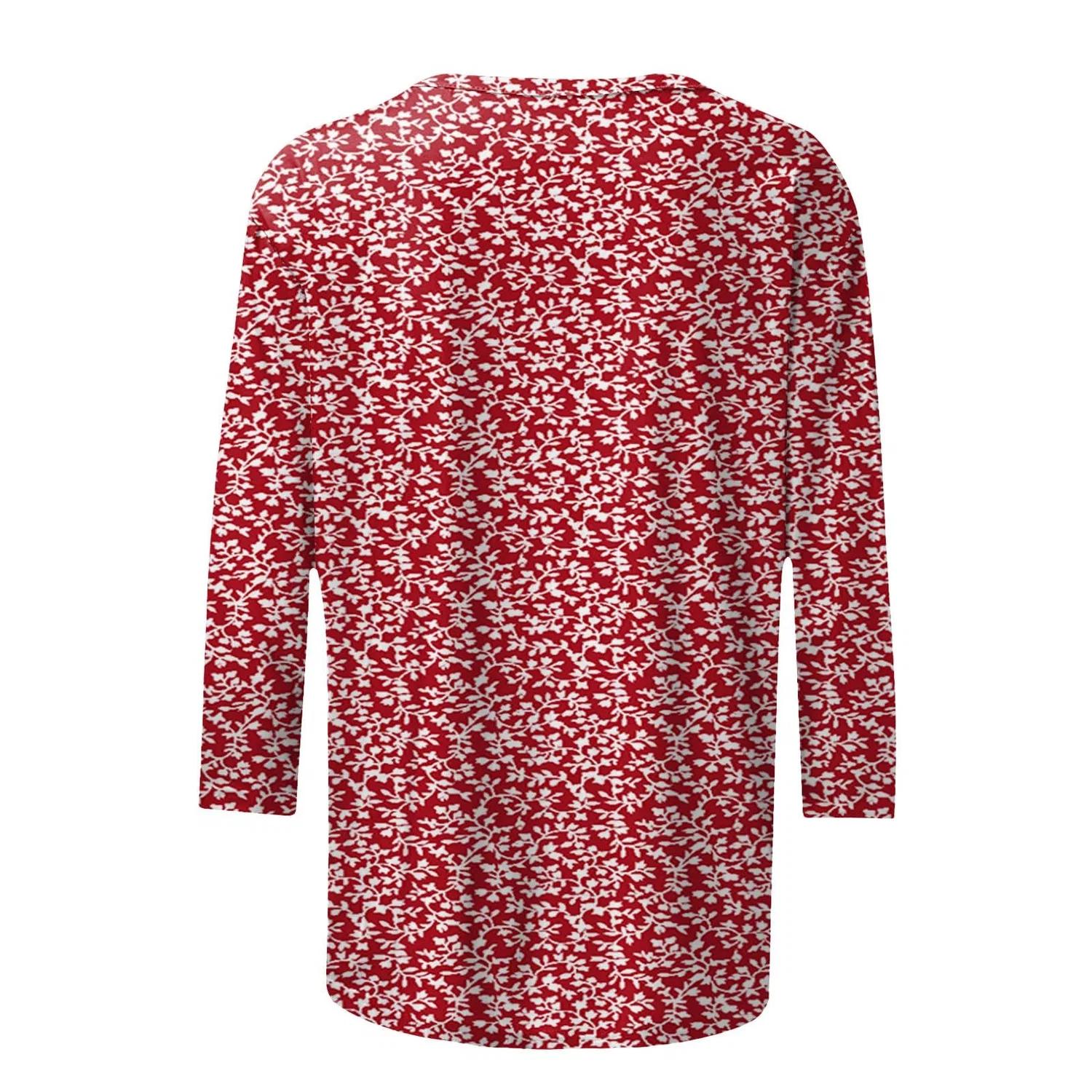 Женская блуза с цветочным принтом Plus Size T-Shirts 3/4 Sleeves, Red #5 — фото 4