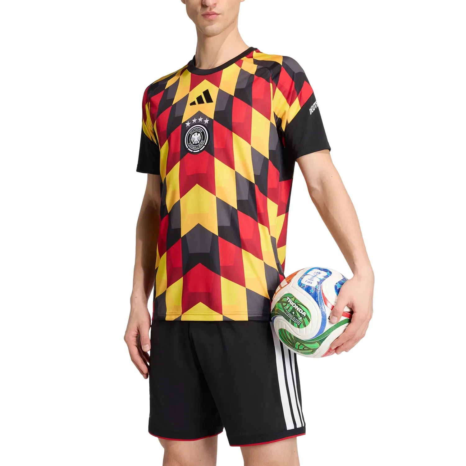 Мужская футболка Adidas Germany 26 Home Pre Match Jersey, цвет Black Team Yellow — фото 3