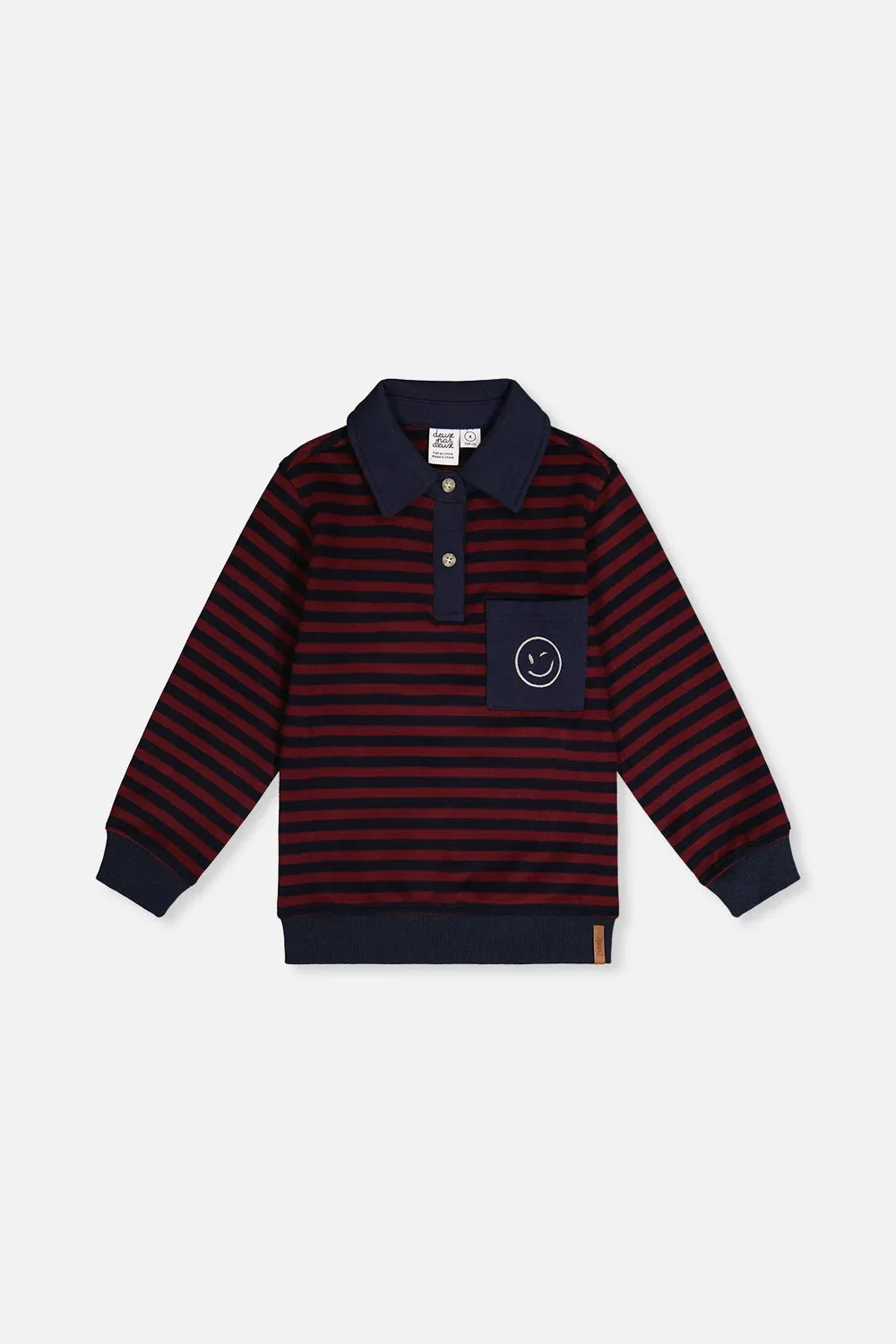 Детский лонгслив с длинным рукавом и поло-воротником Varsity League Deux par Deux, Red and Blue Stripes