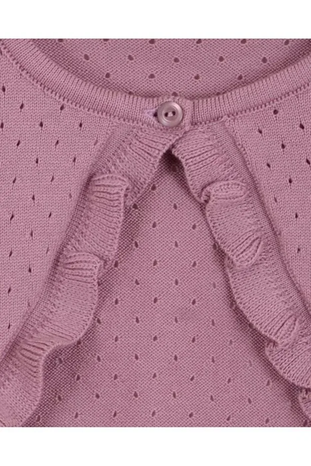 Детское болеро для девочек ажурное Knitwear openwork ruffle detailed bolero Minora, Lilac — фото 4