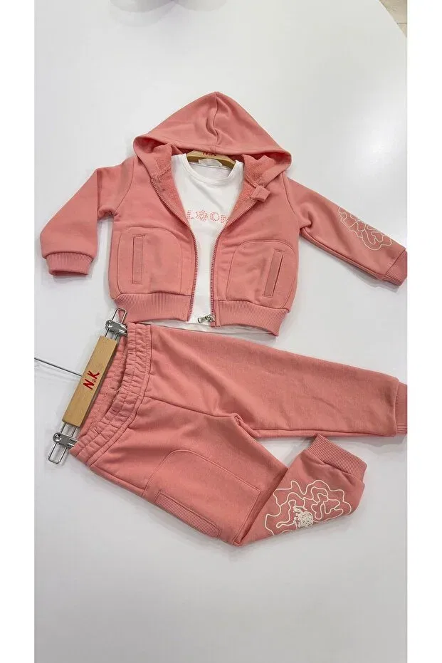 Детский комплект спортивного костюма с капюшоном Nk kids tracksuit set of 2 Elif Bebe, Pink