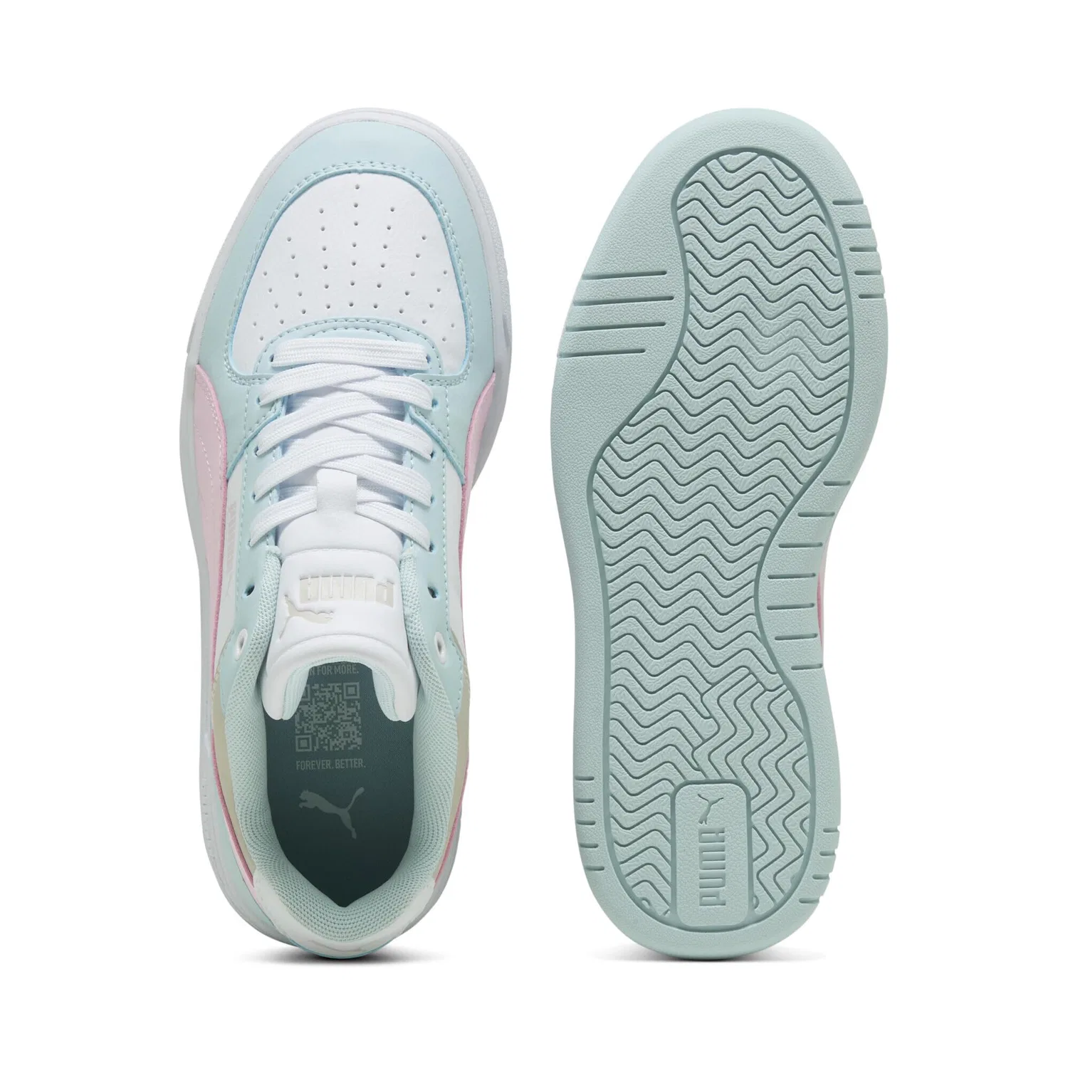 Детские кроссовки для мальчиков с принтом PUMA Caven 2.0 Jr PUMA, Aqua Glow Powder Pink White Blue — фото 4