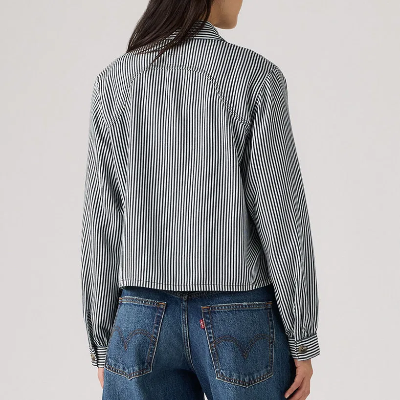 Женская рубашка с воротником в сине-белую полоску Levis, Blue White Stripes — фото 4