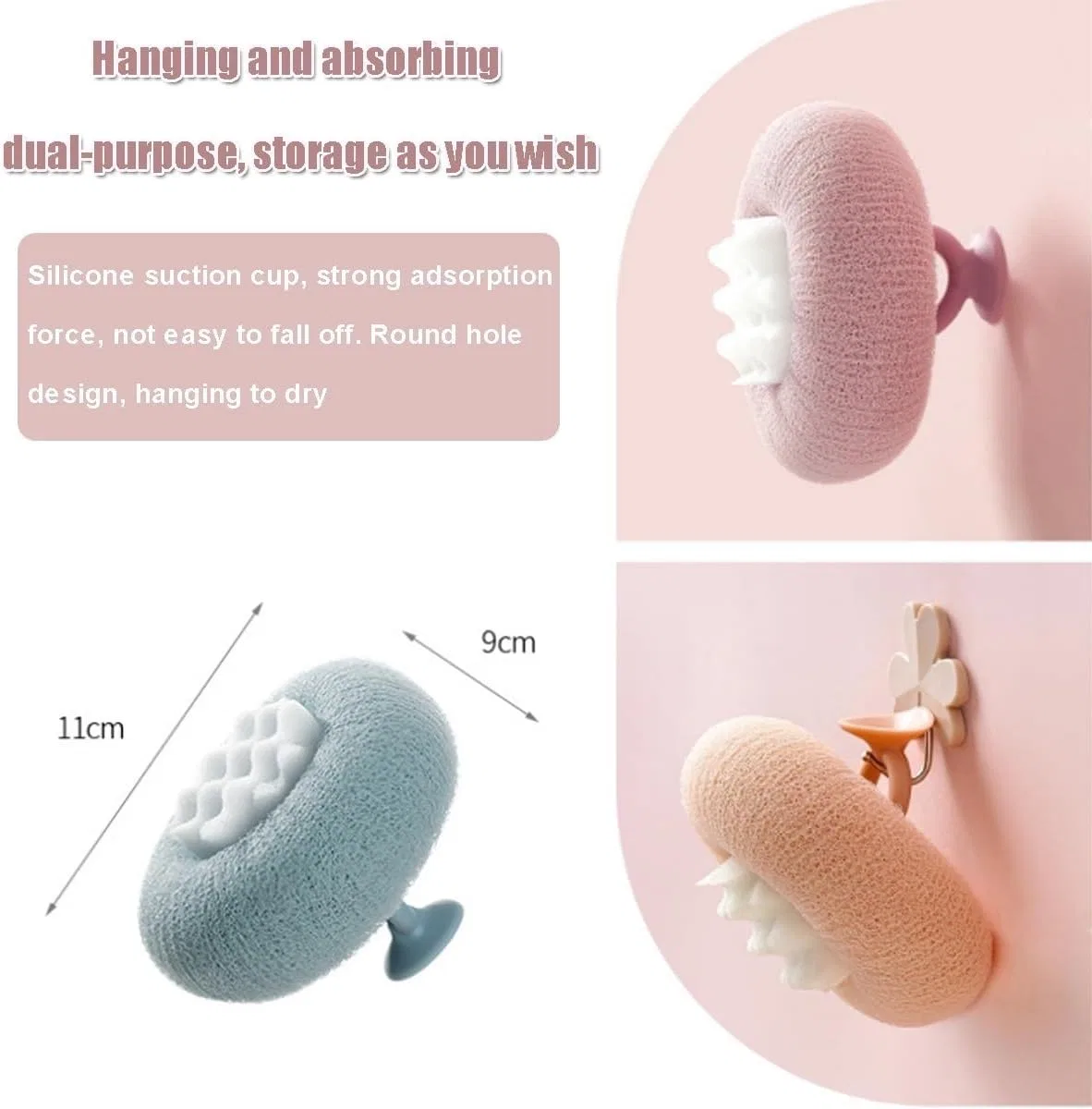 Мочалка для душа Sunflower Bath Ball, YAERLE, 4 шт., 11x9 см, Фиолетовый — фото 4