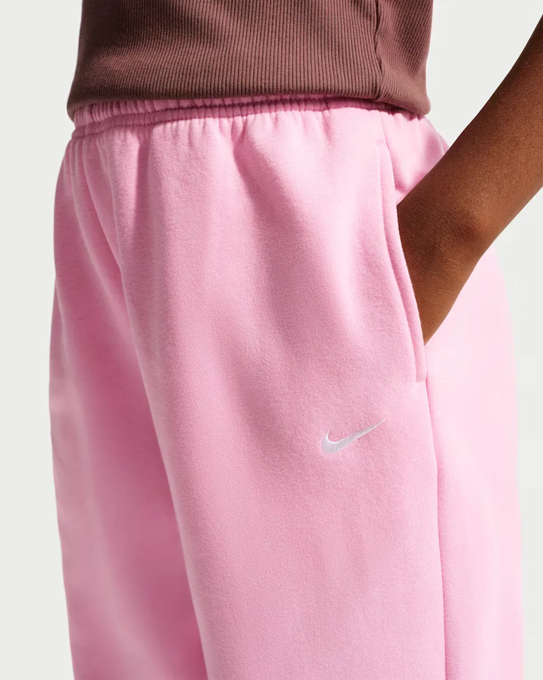 Свободные брюки для девочек Nike Sportswear Studio Fleece, Pink Rise/White — фото 4