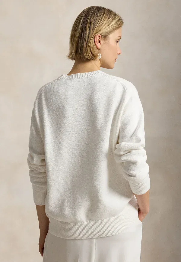 Свитер с принтом Wimbledon logo cotton sweater Polo Ralph Lauren, Ceramic White, белый — фото 4
