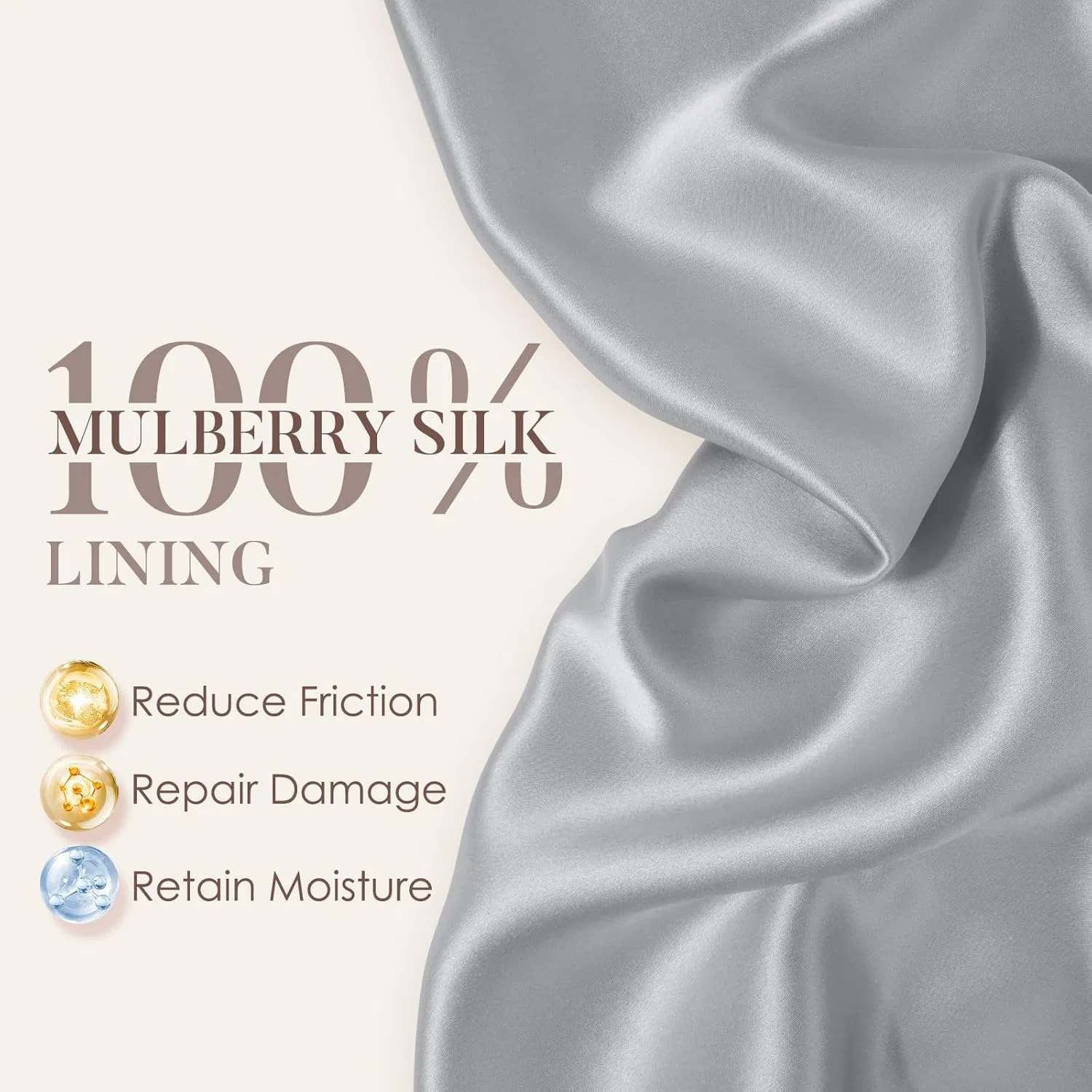 Шапочка для сна LULUSILK, мультиколор, Светло-серый — фото 2