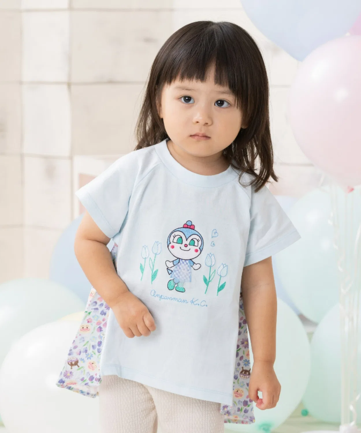 Детская туника с аппликацией и цветочным принтом Anpanman Kids Collection, Sax Blue