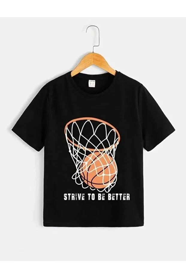 Детская футболка с принтом Basketball Crucible Patterned Daxia, Black