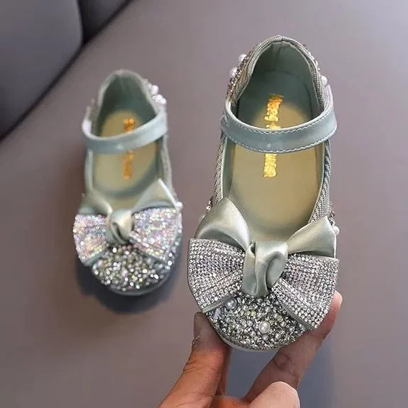 Детские балетки для девочек с блестками Mary Jane Athena, Pastel Green — фото 2