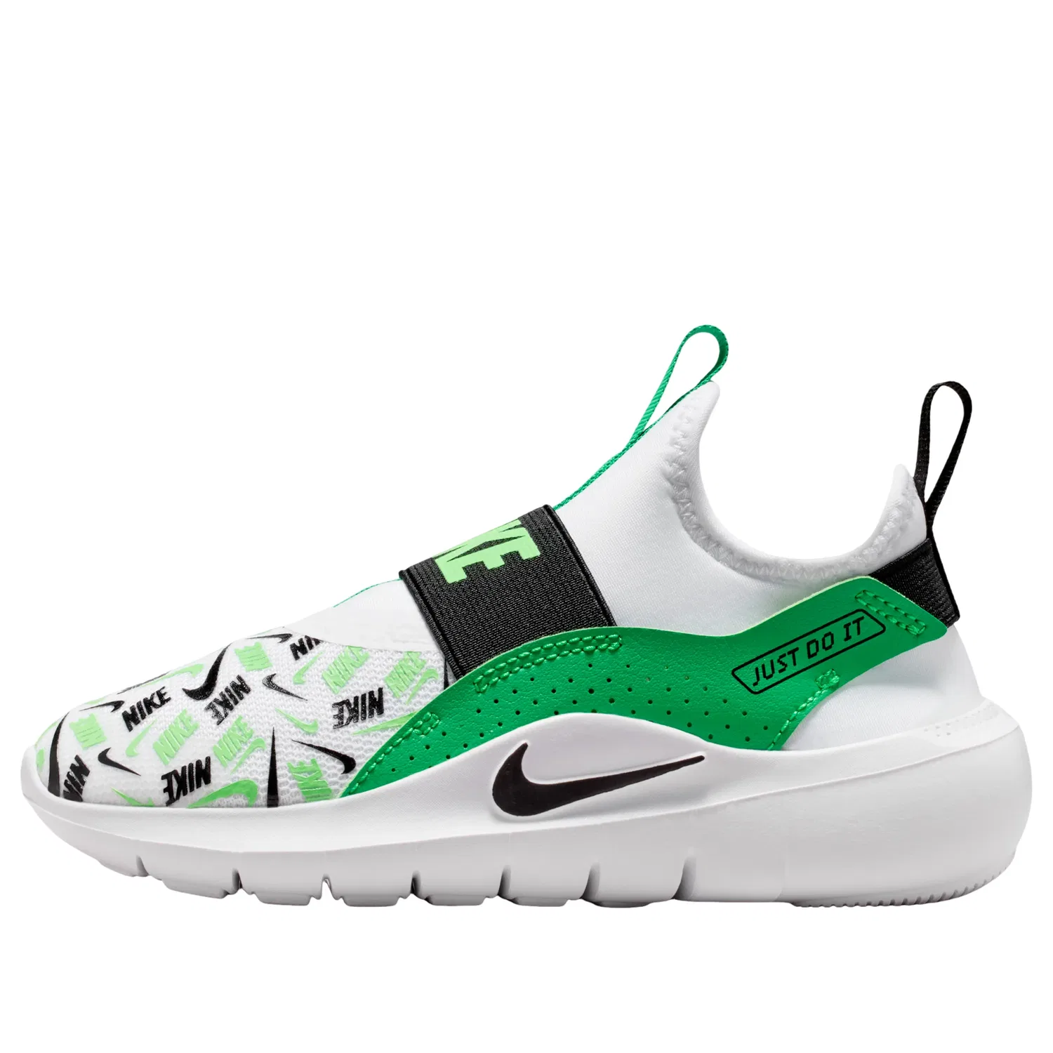 Детские кроссовки с сетчатым верхом Flex Runner 'White Green Spark' Nike, White/Green Spark/Illusion Green/Black