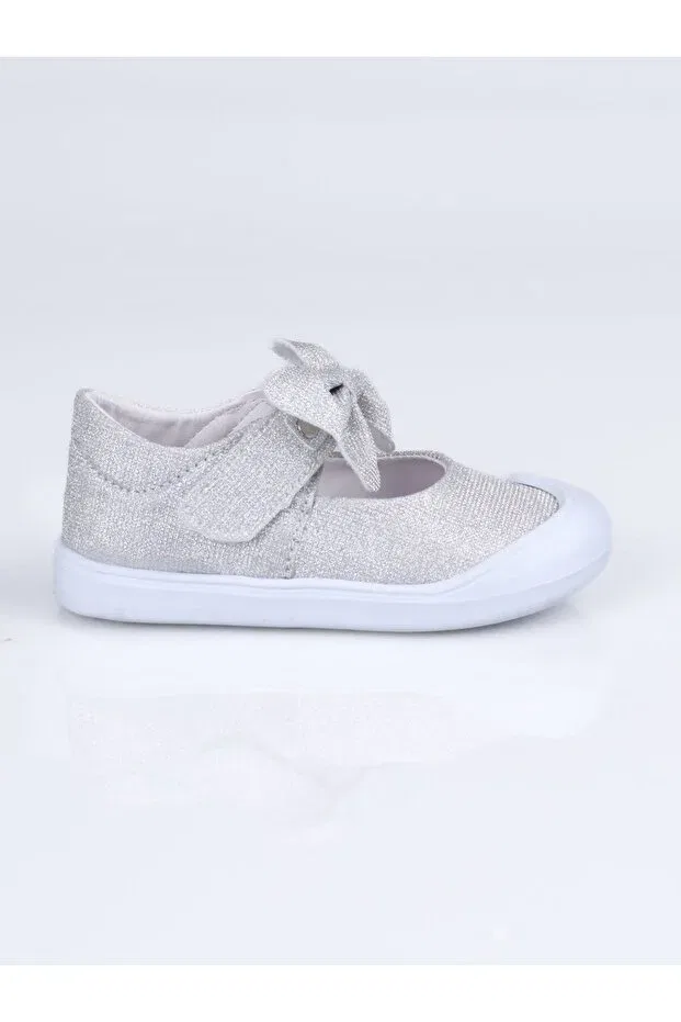 Детские балетки для девочек с бантом S.110 bowknot ballerina ballet shoes i.b.-silver Sibel, Silver