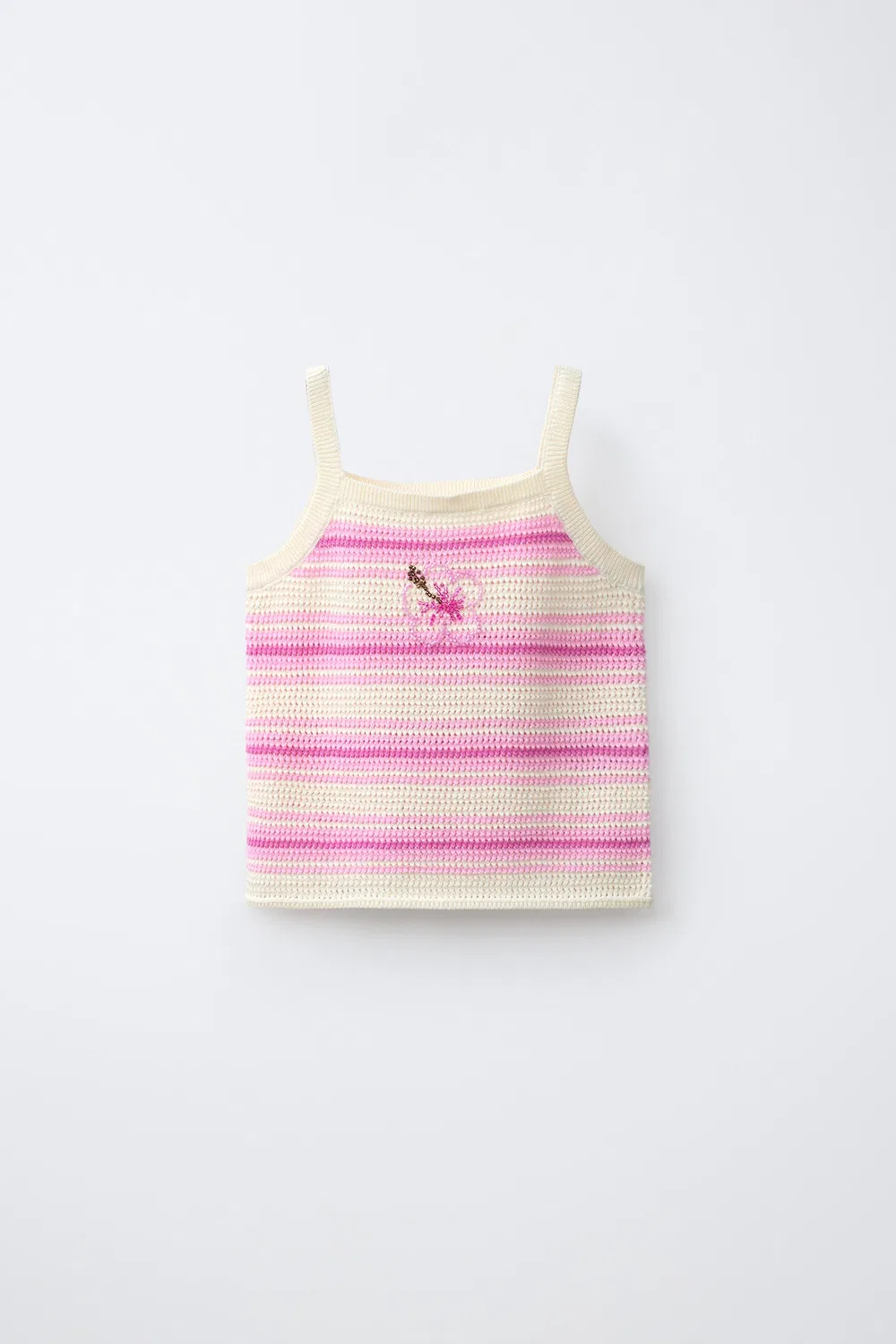 Вязаный топ в полоску цвета гибискуса ZARA, Pinks