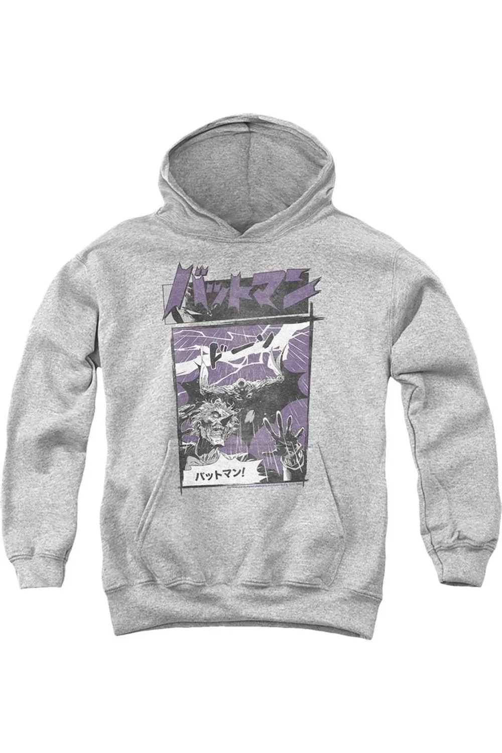 Детское худи для мальчиков с капюшоном с принтом Batman Japan Heroes Gildan, Athletic Heather