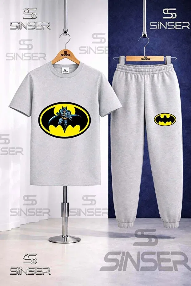 Детский комплект футболки и спортивных штанов для мальчиков с принтом Batman Logo Ss Sinser, Gray