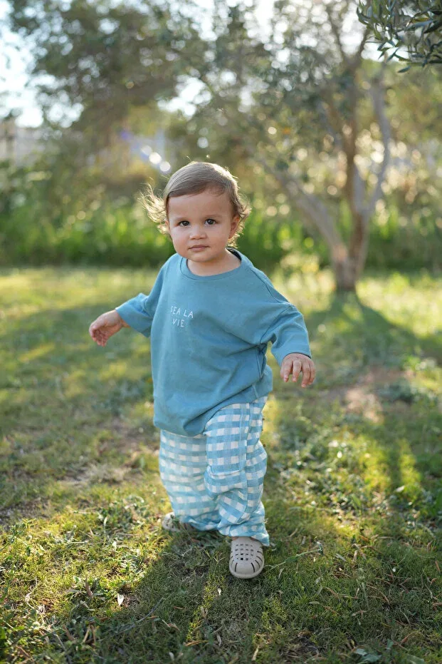 Детские брюки для девочек в клетку Dodo'S Baby, Blue — фото 4