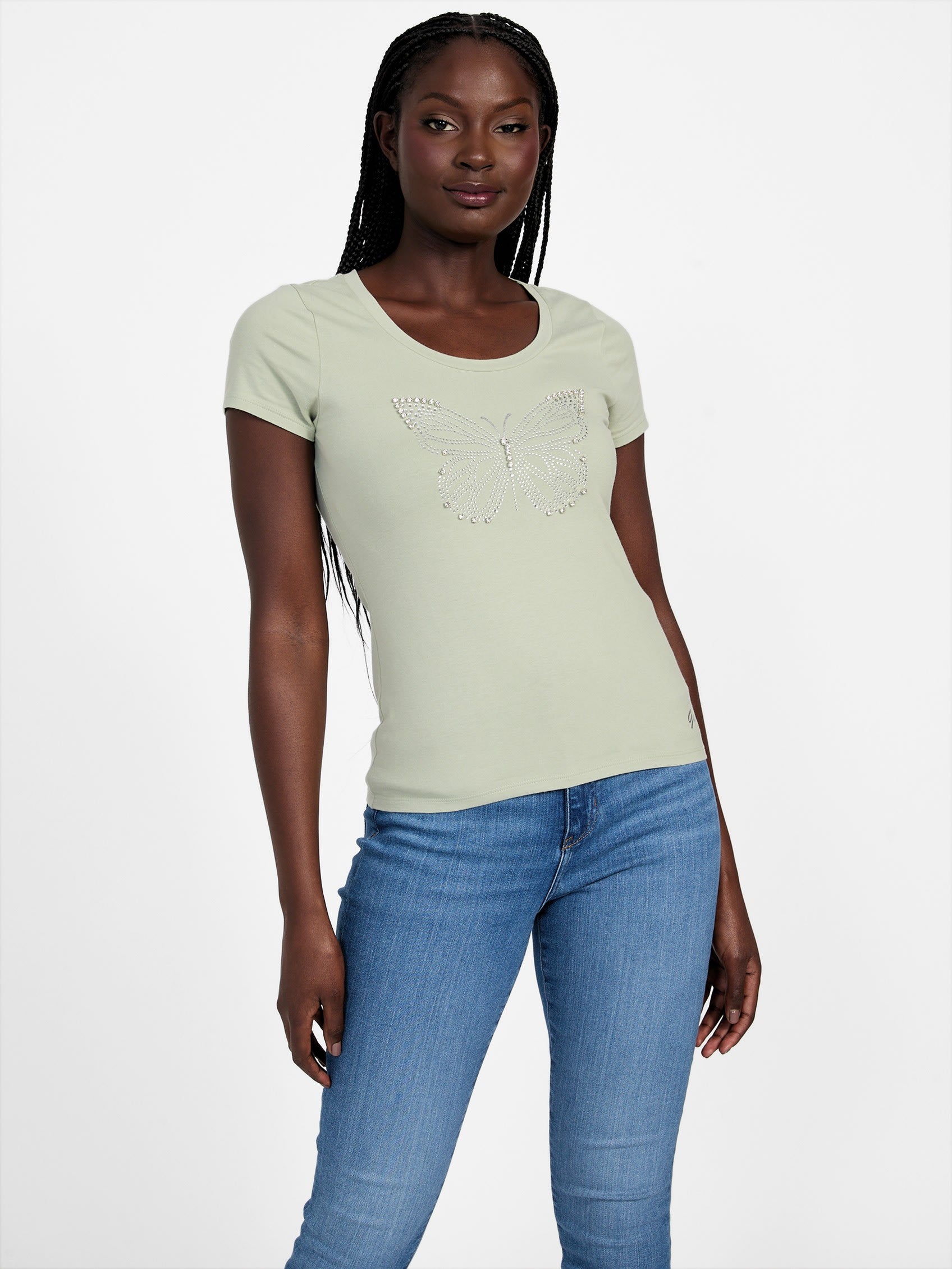 

Футболка с изображением бабочки «Эко-кризалис» Guess Factory, цвет light matcha