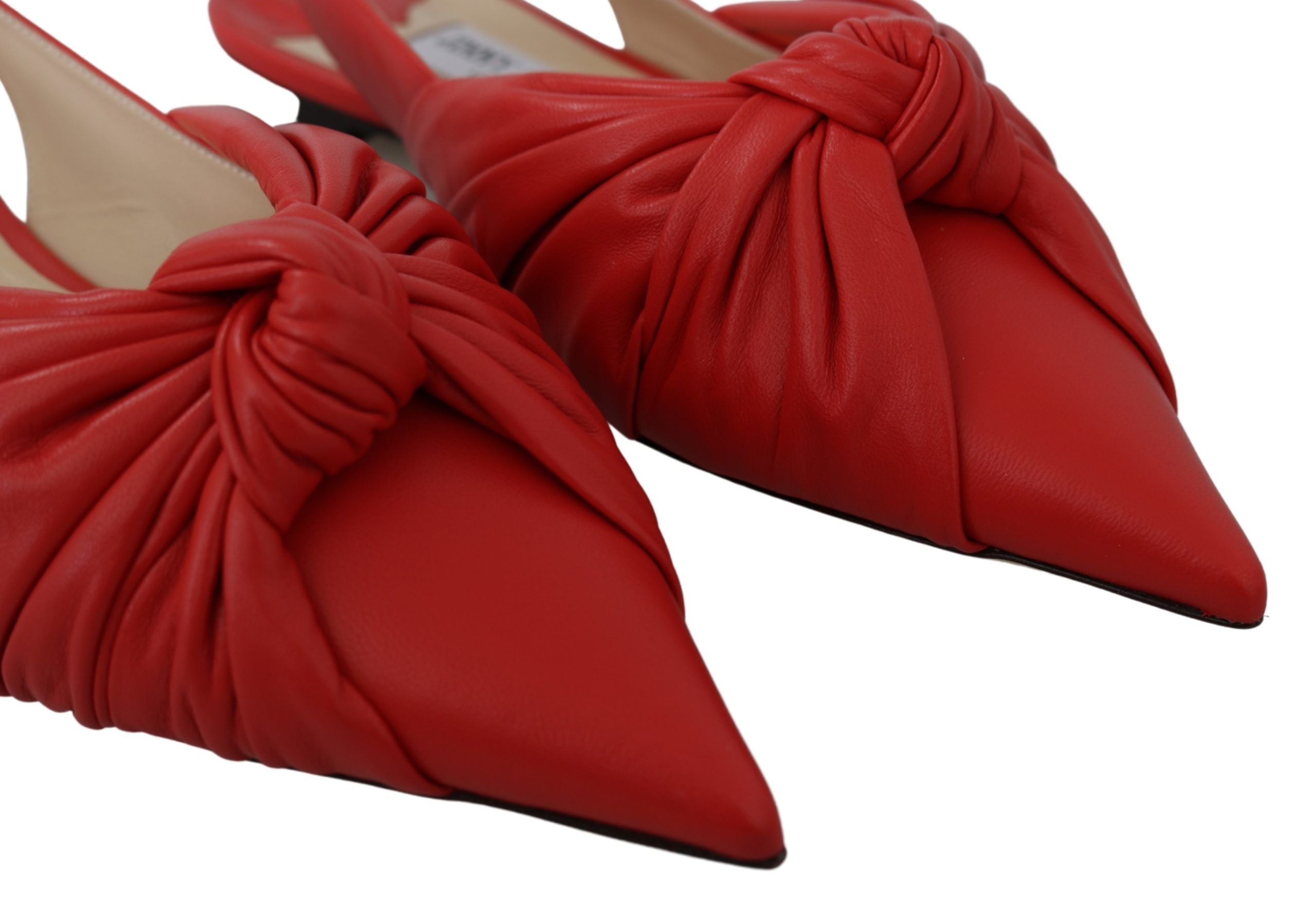 Jimmy Choo Chic Остроконечные Кожаные Женские Балетки, красный — фото 3