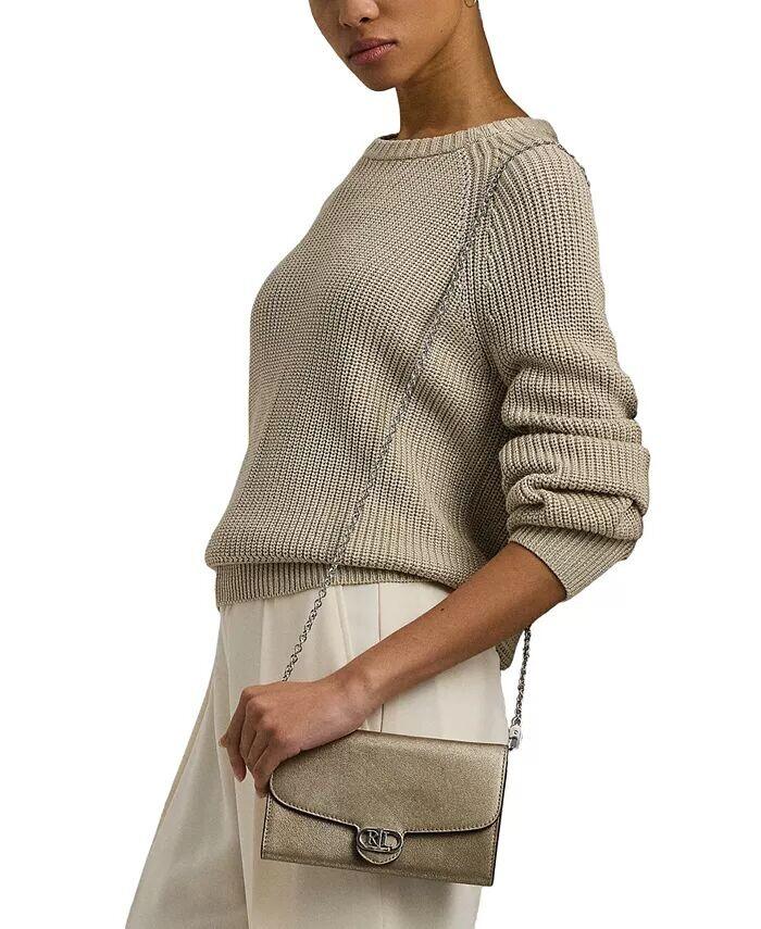 

Маленькая кожаная сумка через плечо Adair из металлизированной кожи Lauren Ralph Lauren, серебряный