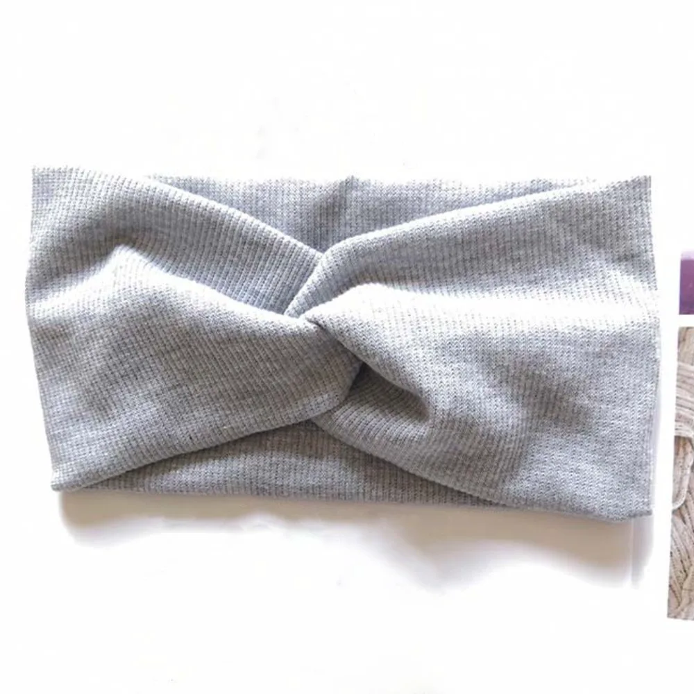 Ребристая повязка на голову для женщин, широкая Miniministore, Light gray