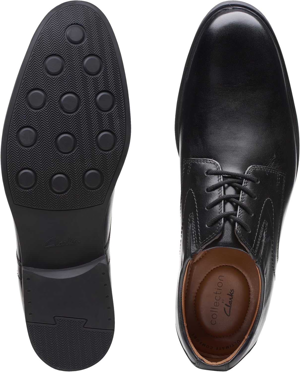 Мужские кожаные туфли Clarks Weedon Plain на шнуровке, черный — фото 4