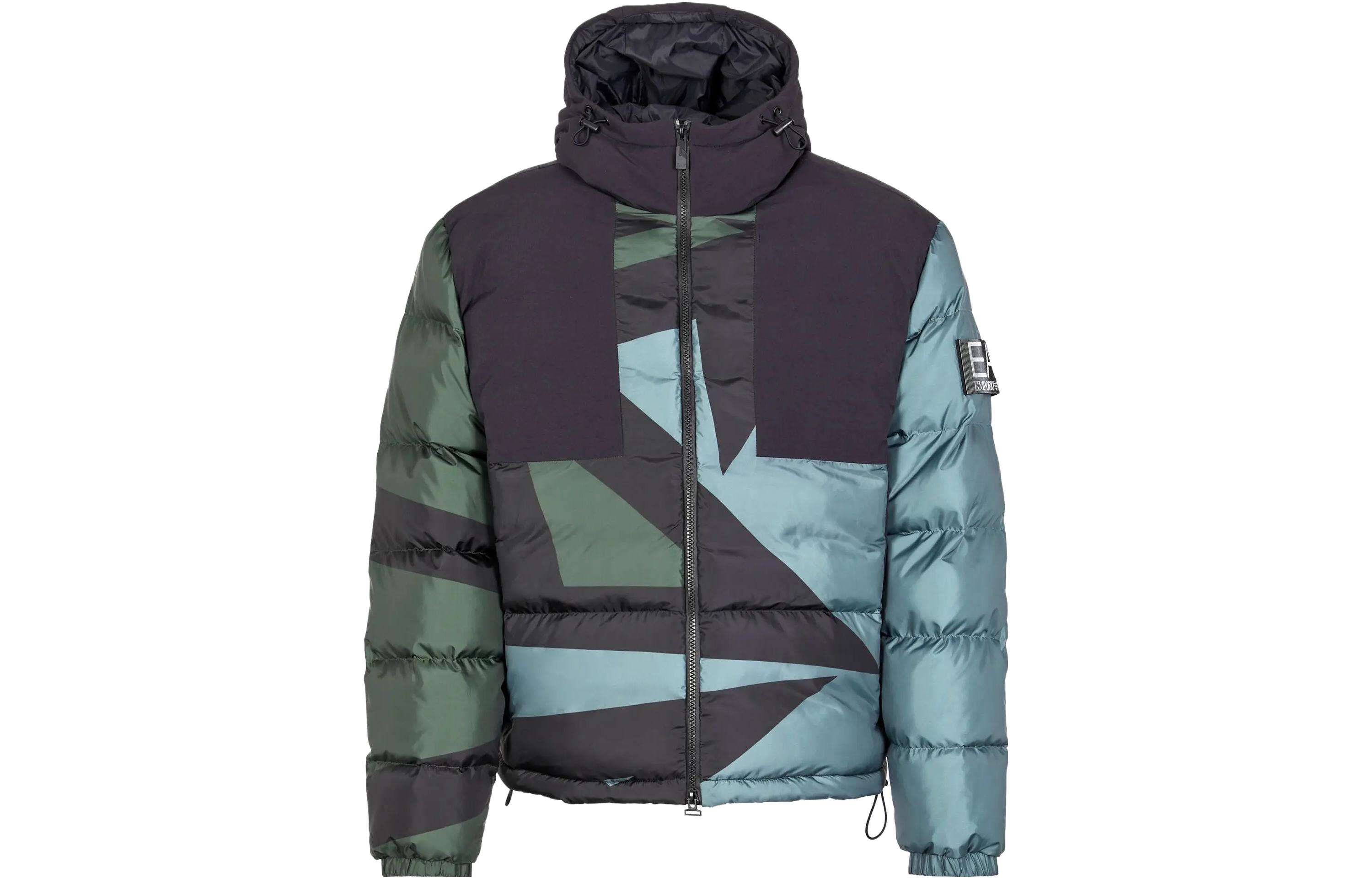 Пуховик EA7 мужской EMPORIO ARMANI, зеленый черный — фото 3