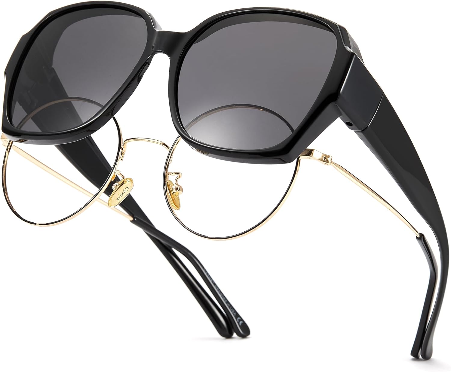 

Солнцезащитные очки Cyxus Polarized Fit Over Glasses для женщин и мужчин, модные круглые, обтекаемые, с защитой от УФ-излучения, модель 1113, Less 5.59x2.09in-black/ Black-1113