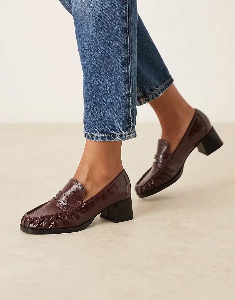 Лоферы Siren на среднем каблуке ASOS DESIGN бордового цвета