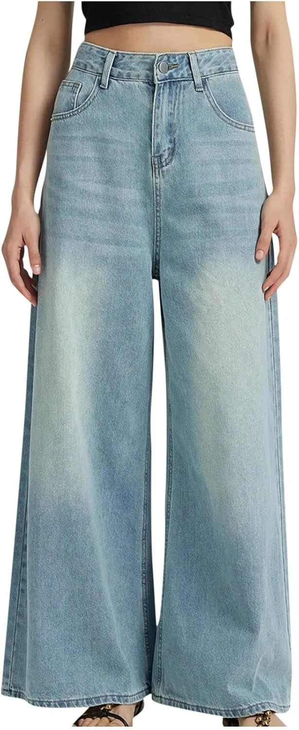 

Женские джинсы с высокой талией и широкими штанинами Boyfriend Ozmmyan