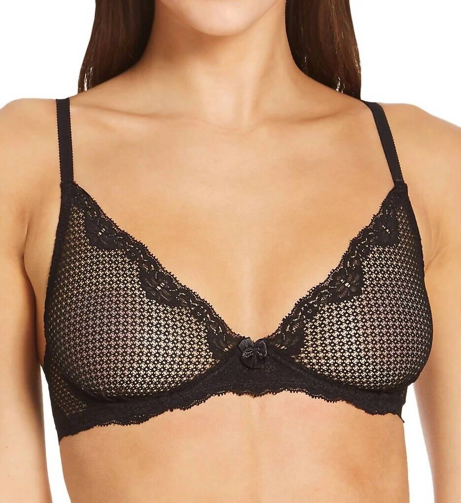 

Кружевной бюстгальтер Alice с глубоким вырезом черного цвета Timpa Lingerie