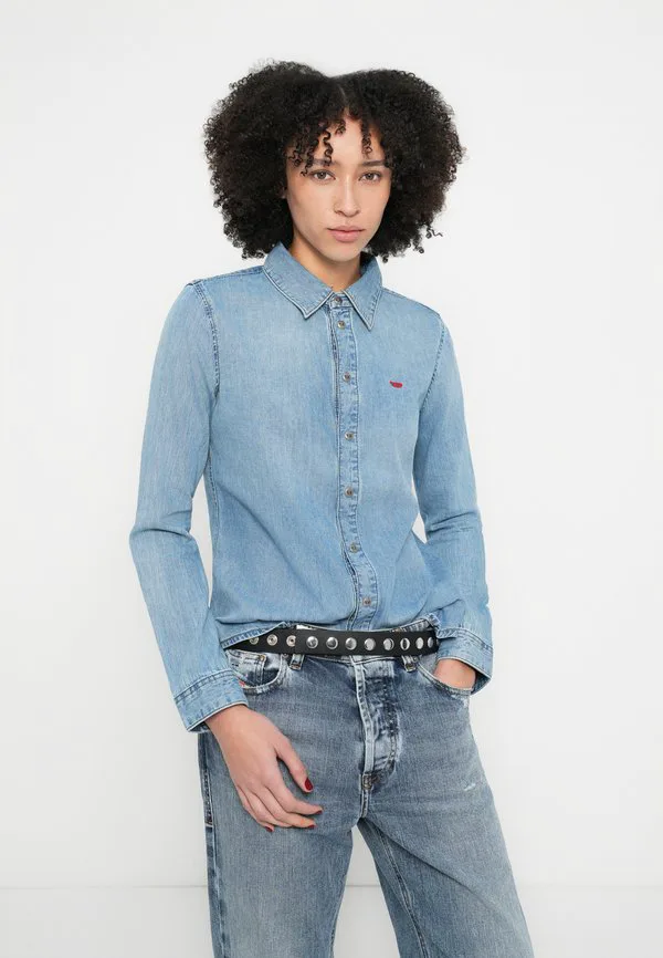 Простая блузка на пуговицах Diesel, Blue Denim — фото 4
