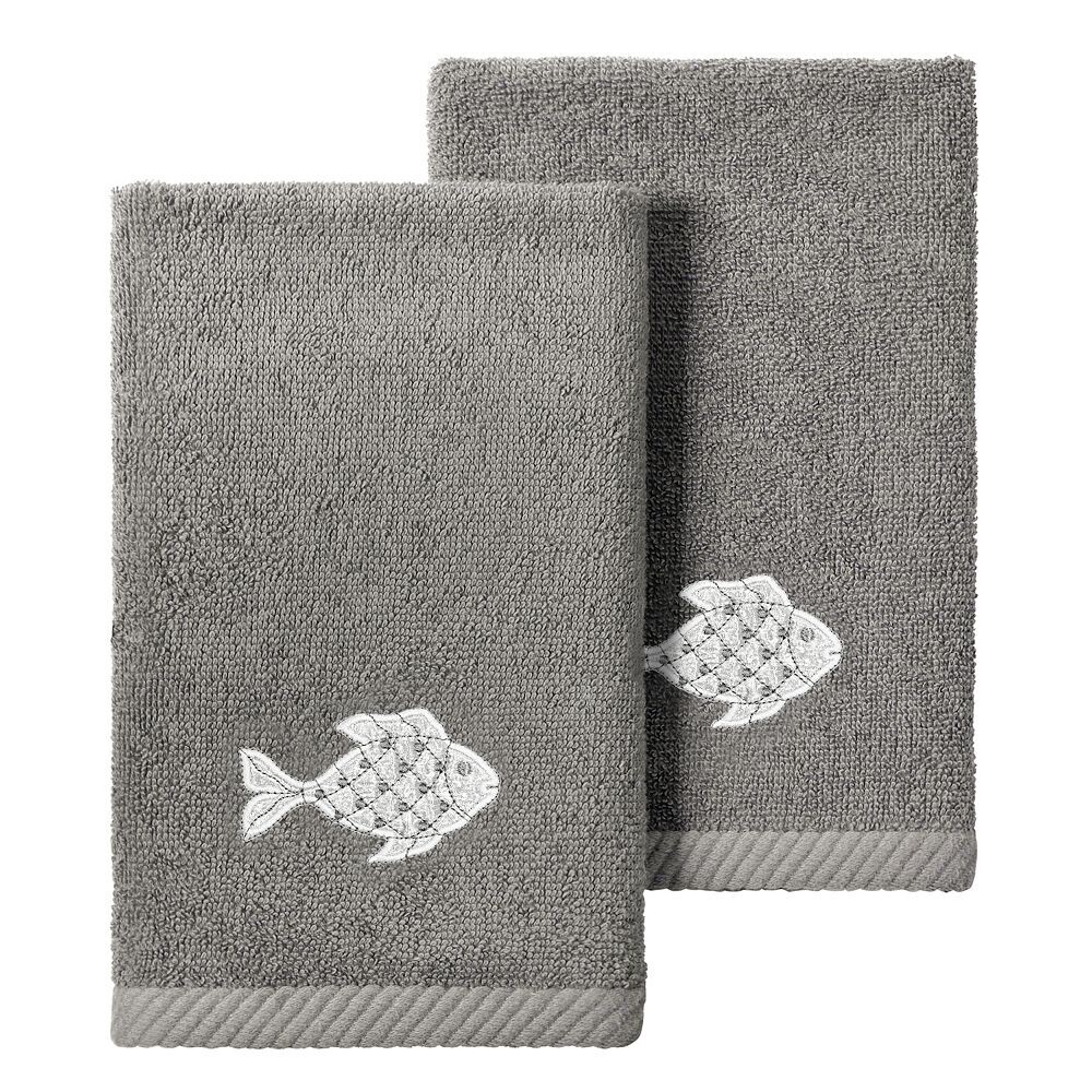 

Linum Home Textiles Турецкий хлопок Figi Набор из 2 украшенных полотенец для кончиков пальцев, цвет Charcoal