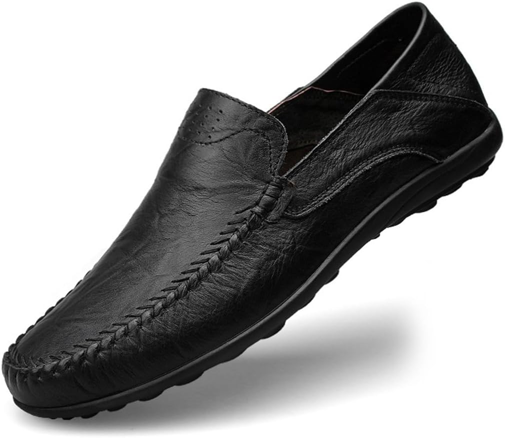 

Мужские кожаные лоферы - итальянские слипоны для моря Swzec, черный