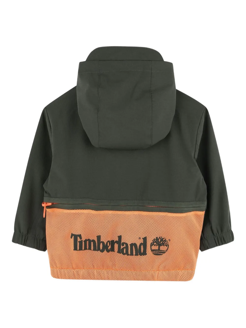 Ветровка с капюшоном и сетчатой вставкой Timberland Kids, зеленый — фото 2