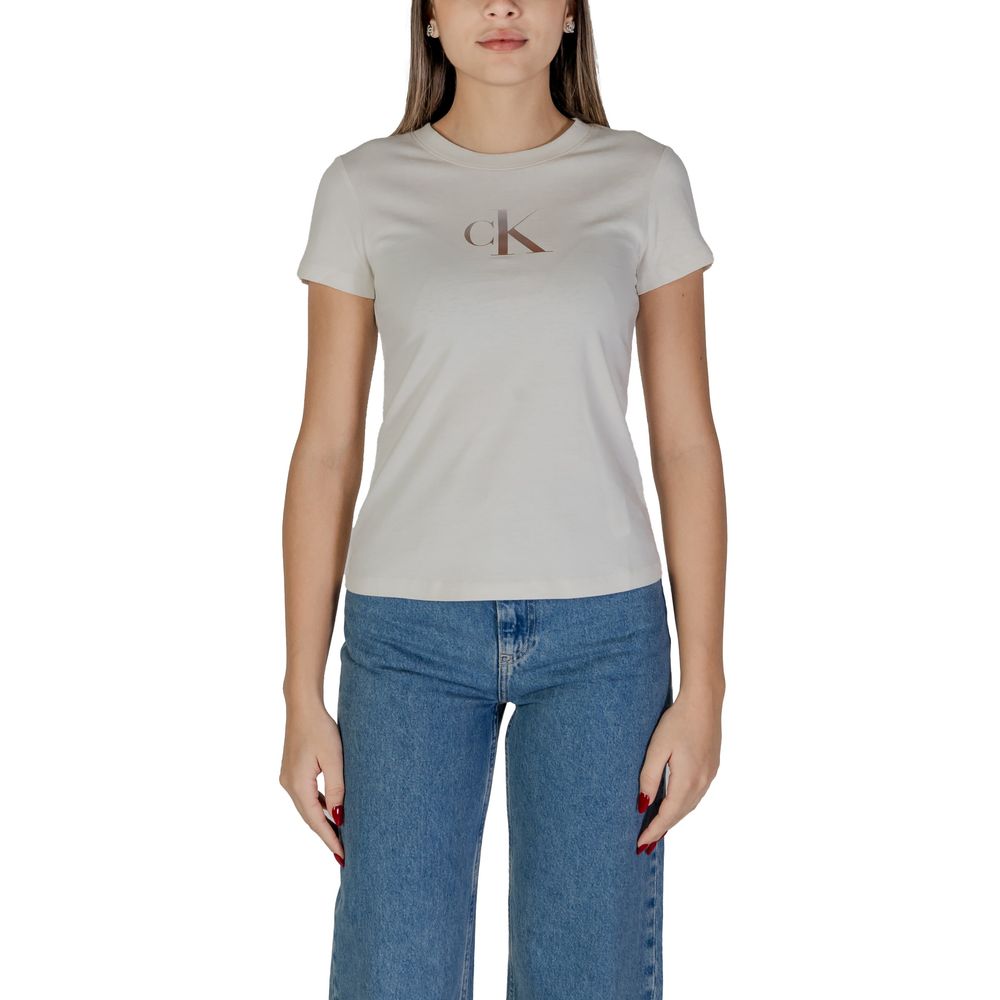 

Бежевые хлопковые топ и футболка Calvin Klein Jeans