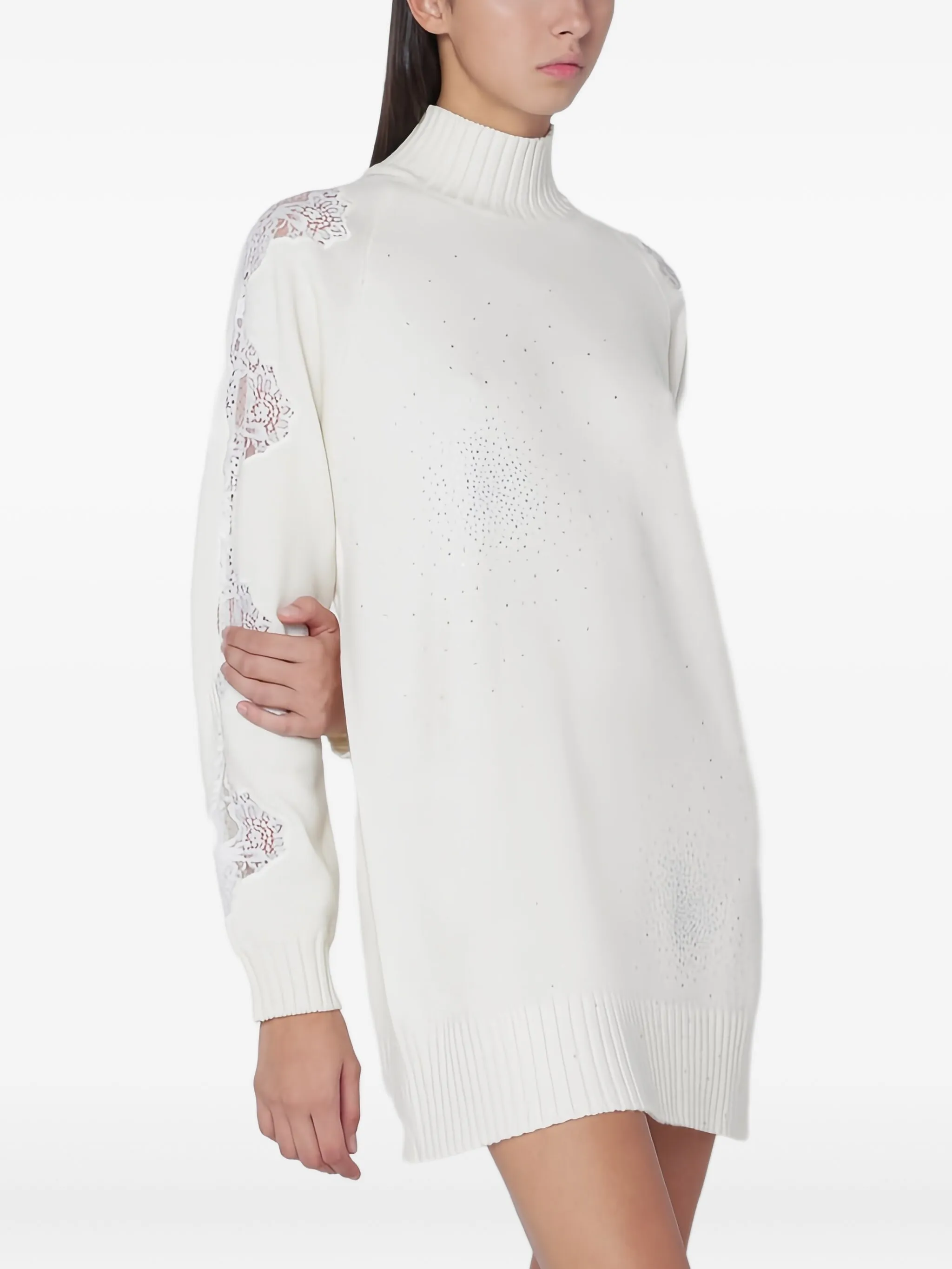 

Платье мини с кружевом Giuseppe Di Morabito, белый