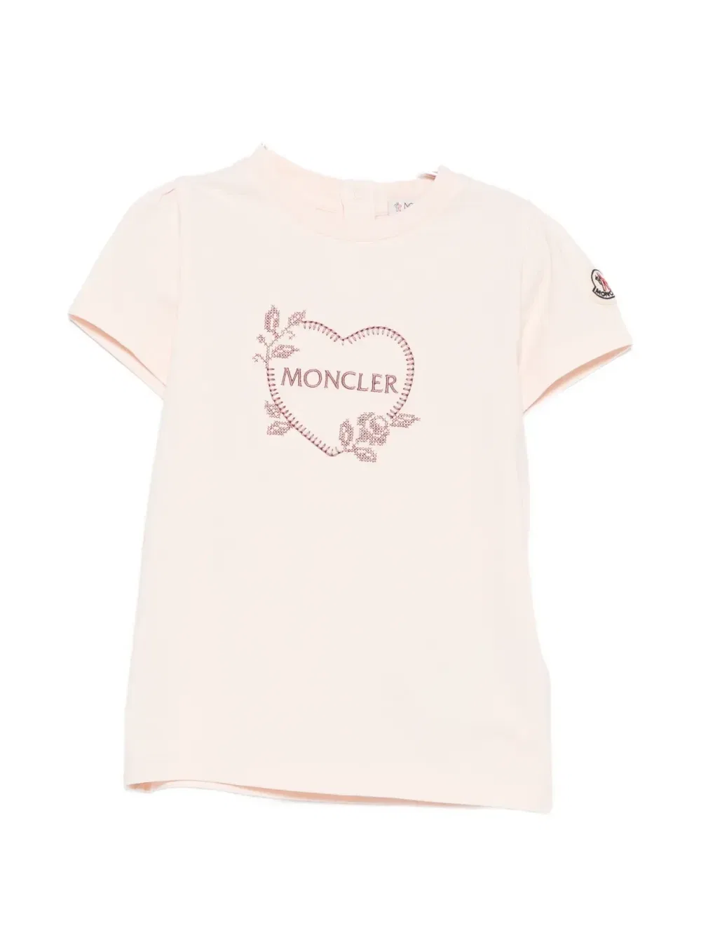 Футболка с вышитым логотипом Moncler Enfant, розовый