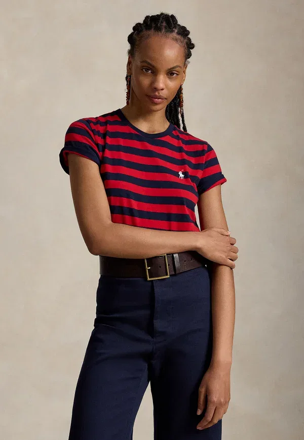 Футболка с полосками из джерси Polo Ralph Lauren, красный/темно-синий