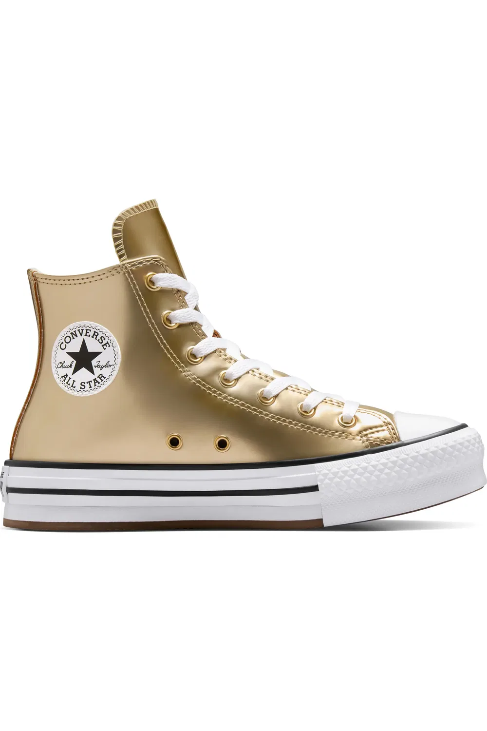 Детские кеды высокие на платформе Chuck Taylor All Star Lift Converse, Metallic Gold/White/Ivory — фото 2
