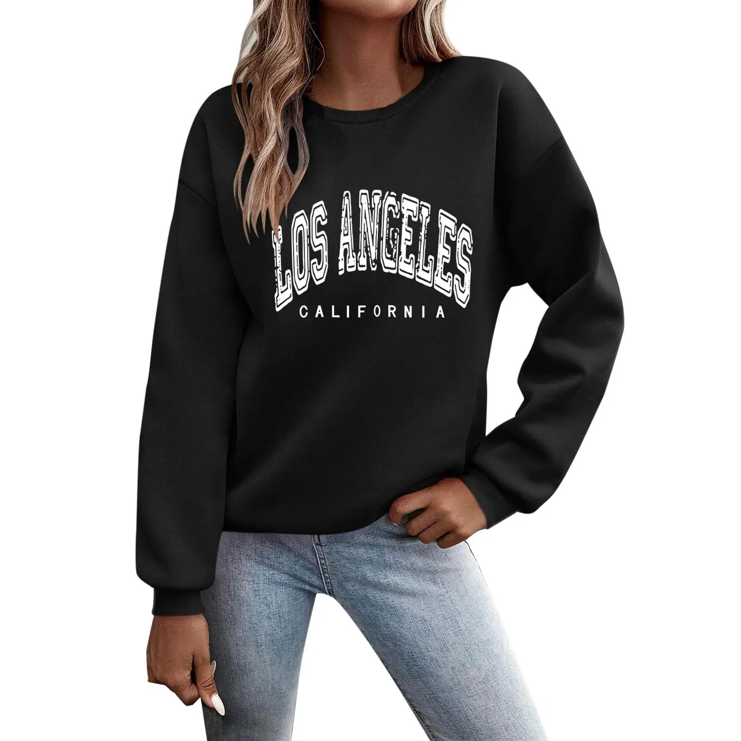 Женский свитшот с принтом Los Angeles California College Preppy, Black