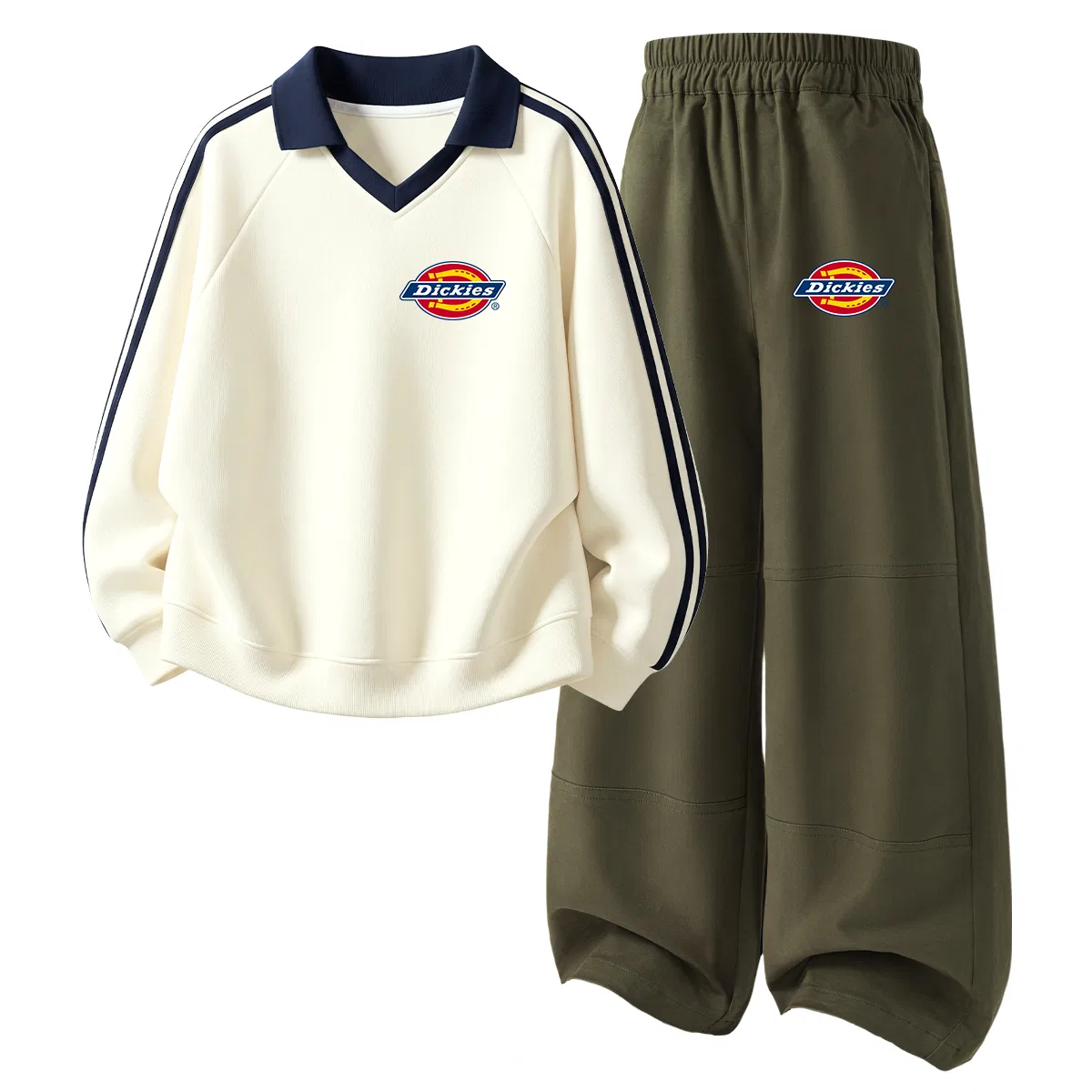 Детский спортивный комплект с поло-воротником Dickies, Ivory White/Beech Wood Green