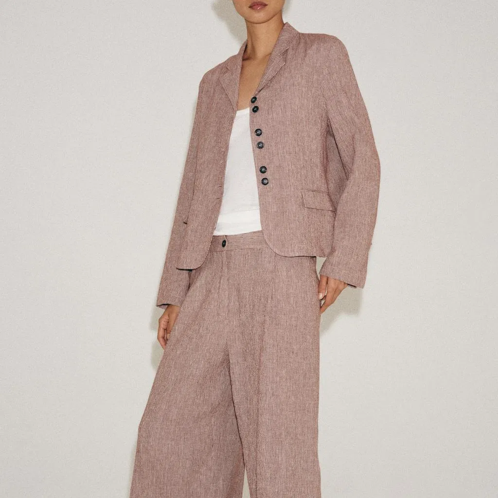 Женский деловой костюм с лацканами ZARA, Темно-Красный — фото 4