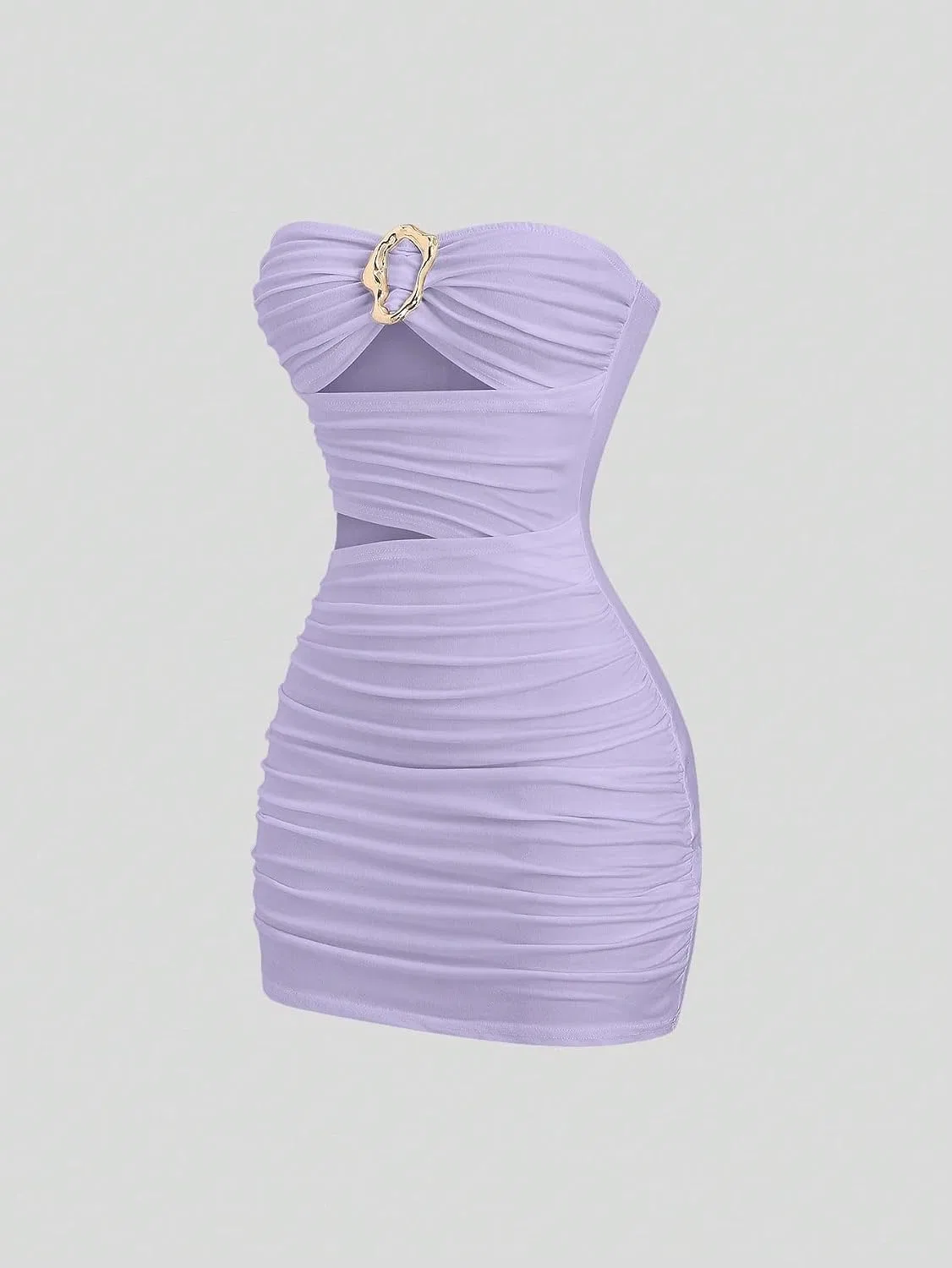 Женское мини-платье с драпировкой Strapless Buckle, Mauve Purple — фото 3
