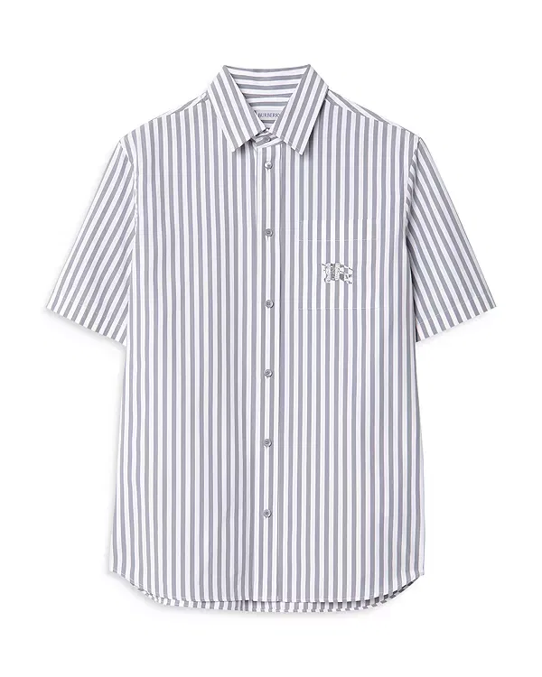 Мужская рубашка с коротким рукавом Robert Stripe Pocket Shirt Burberry, Marble Grey/White — фото 3