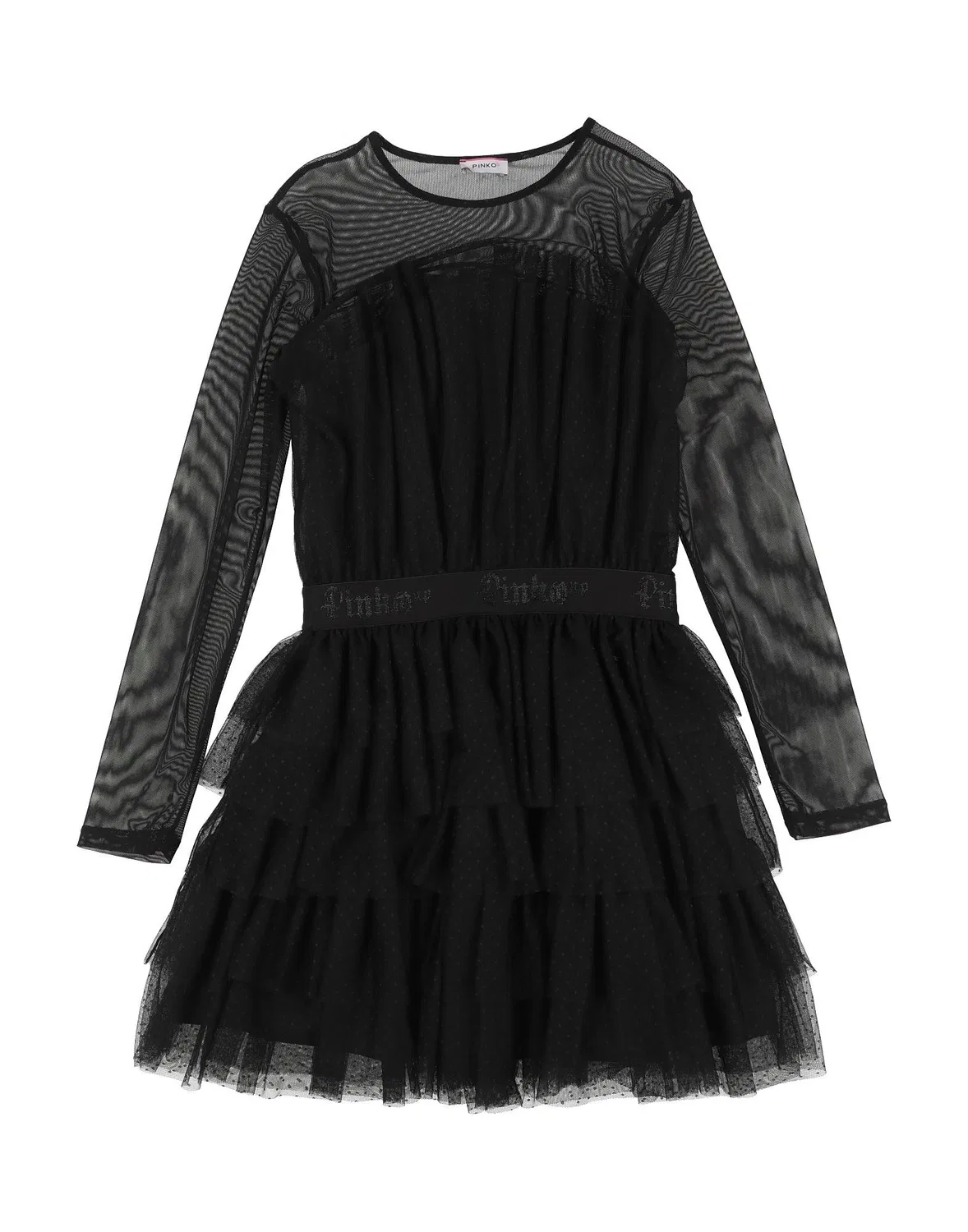 Детское платье из тюля с блестками Pinko Up, черный