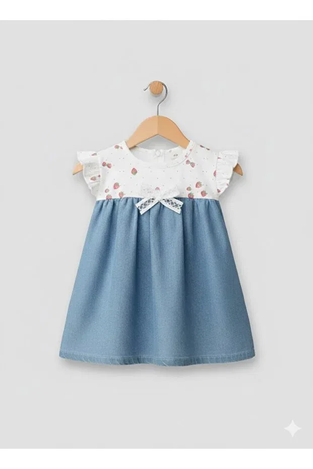 Детское джинсовое платье для девочек с принтом Bip Baby, Blue