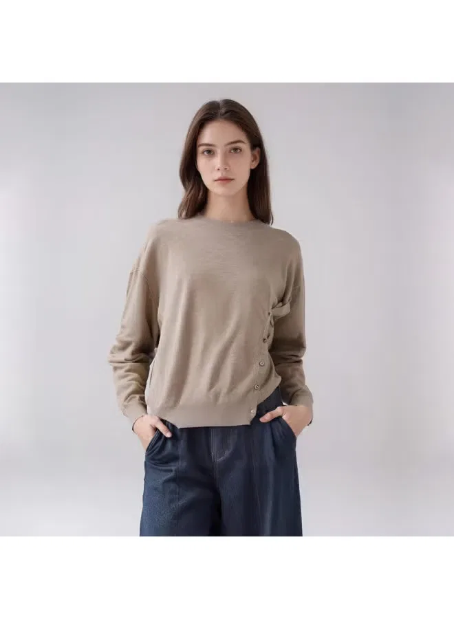 Свитер с круглым вырезом Zara, молочно-кофейный — фото 2